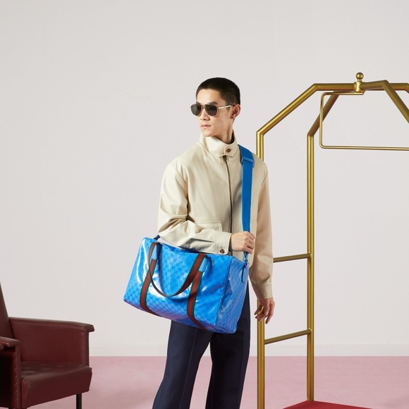 Gucci Medium GG Duffle Bag With Web - Picture 9 of 9